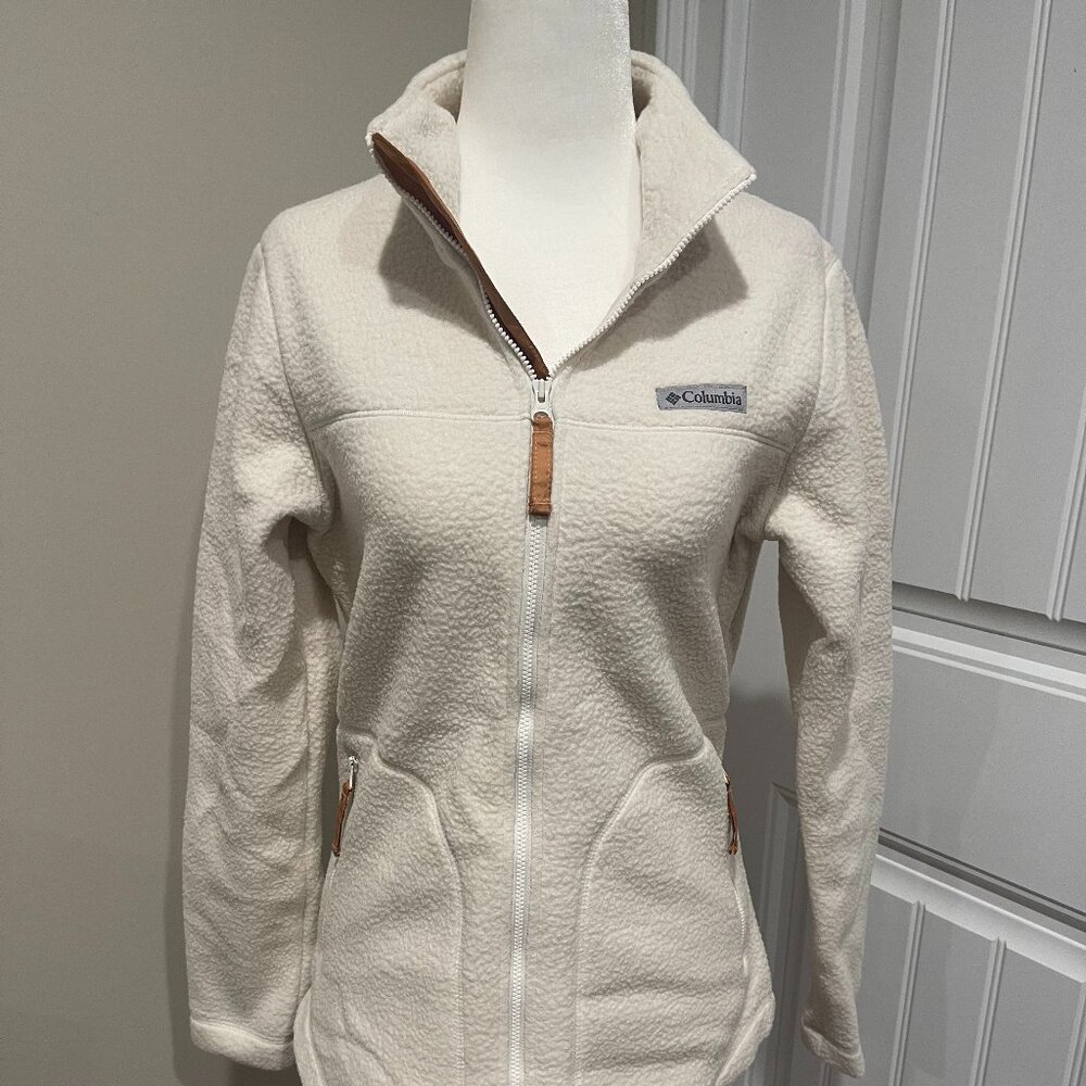 Columbia Full Zip Ivory Sweater